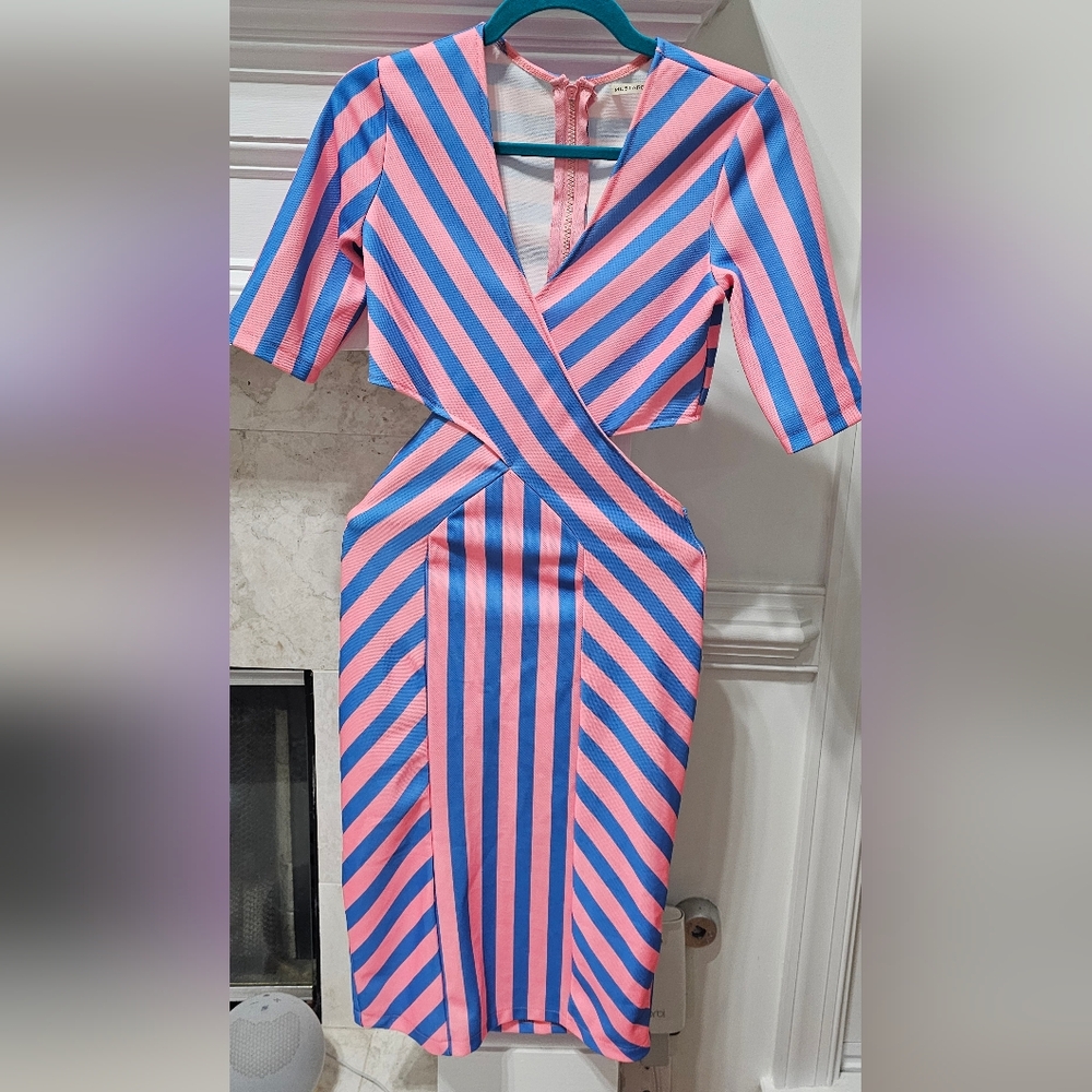 Striped Pink and Blue Women's Dress